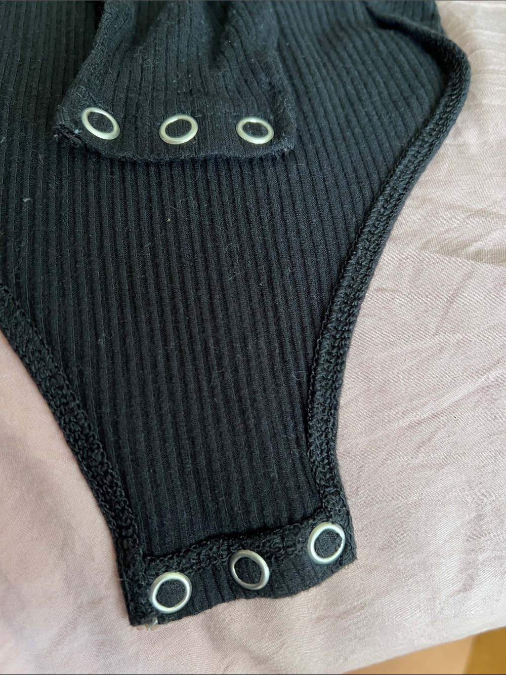 Source Unknown Black Ribbed Snap-Front Racerback Kids One-Piece - Picture 3 of 6